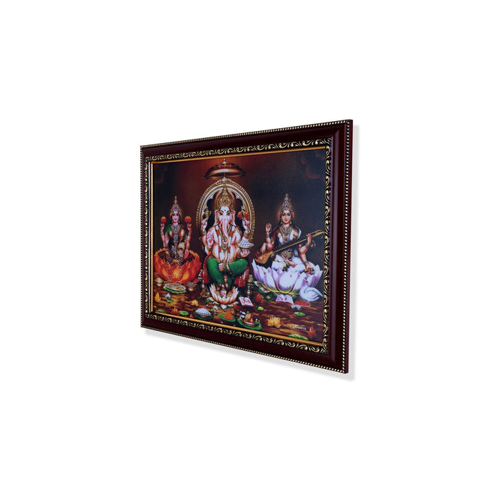Lakshmi Ganesha Saraswathi Photo Frame | Picture Frame for Pooja Room Decor - Hindu God Photos & Frames
