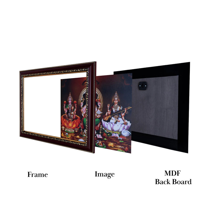 Lakshmi Ganesha Saraswathi Photo Frame | Picture Frame for Pooja Room Decor - Hindu God Photos & Frames