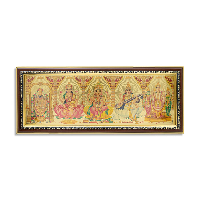 Five Gods Wall Frame - 22 x 9 Inches | God Photo Frame for Living Room & Pooja Space