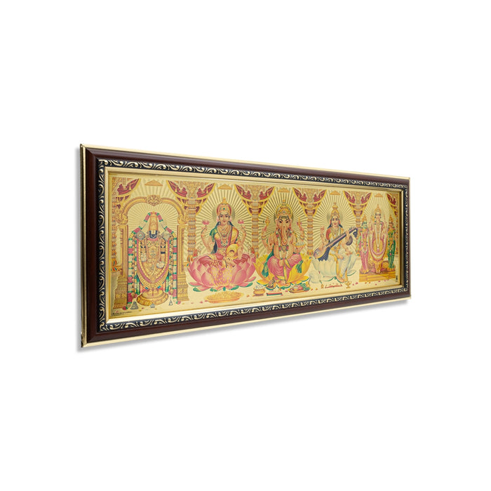 Five Gods Wall Frame - 22 x 9 Inches | God Photo Frame for Living Room & Pooja Space
