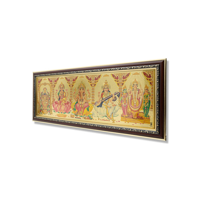 Five Gods Wall Frame - 22 x 9 Inches | God Photo Frame for Living Room & Pooja Space