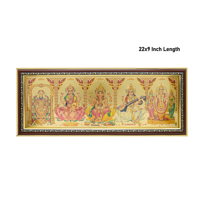 Five Gods Wall Frame - 22 x 9 Inches | God Photo Frame for Living Room & Pooja Space