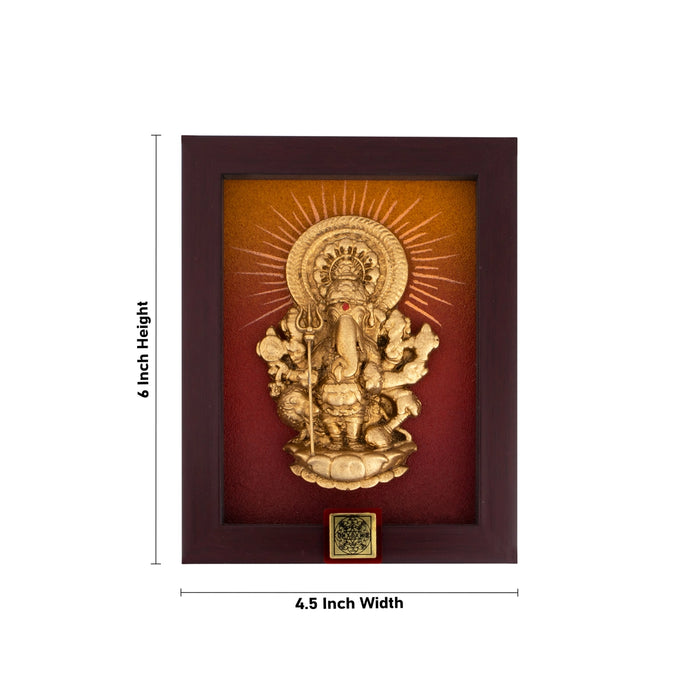 Subha Drishti Ganapathi with Frame - 6 x 4.5 Inches | Ganesh Idol/ Ganesh Wall Hanging for Home - Wall Hanging
