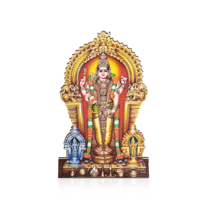 Murugan Photo Frame - 4 x 2.5 Inches | Deity Cut Out With Back Stand/ Shanmugar Picture Cut Out for Pooja space