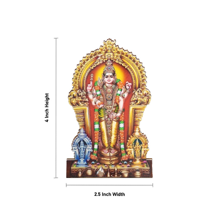 Murugan Photo Frame - 4 x 2.5 Inches | Deity Cut Out With Back Stand/ Shanmugar Picture Cut Out for Pooja space