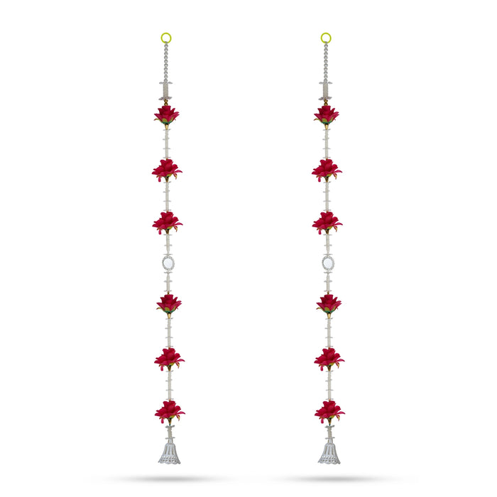 Fancy Thoranam - 5 Feet| 2 Pcs / Flower With Bell Design Bandhawar/ Door Hanging Toran for Home Decor