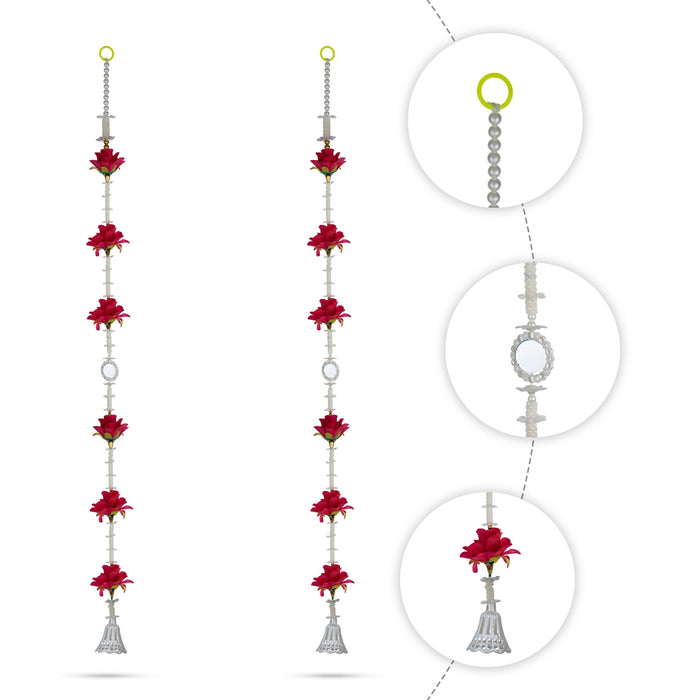 Fancy Thoranam - 5 Feet| 2 Pcs / Flower With Bell Design Bandhawar/ Door Hanging Toran for Home Decor