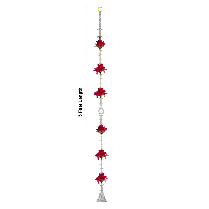 Fancy Thoranam - 5 Feet| 2 Pcs / Flower With Bell Design Bandhawar/ Door Hanging Toran for Home Decor