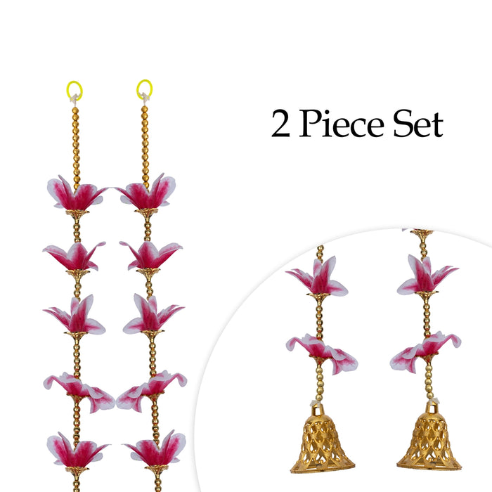 Side Toran Pair - 3 Feet | 2 Pcs/ Side Thoran/ Flower Design Thoranam/ Artificial Toran for Door Decor