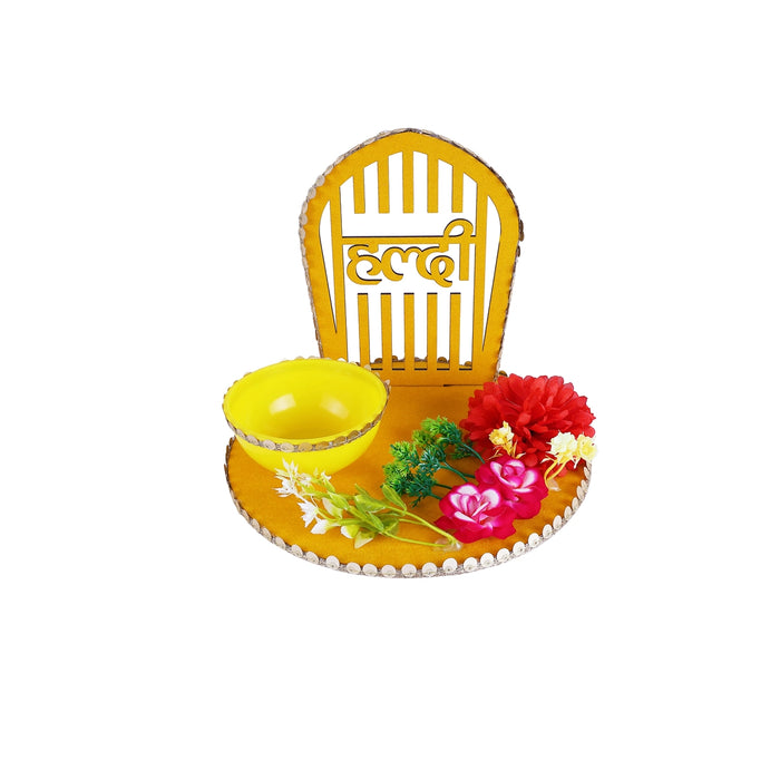 Haldi Platter - 7 x 9.5 Inches | Haldi Box/ Decorative Plate/ Wedding Platter for Haldi & Mehendi Ceremony
