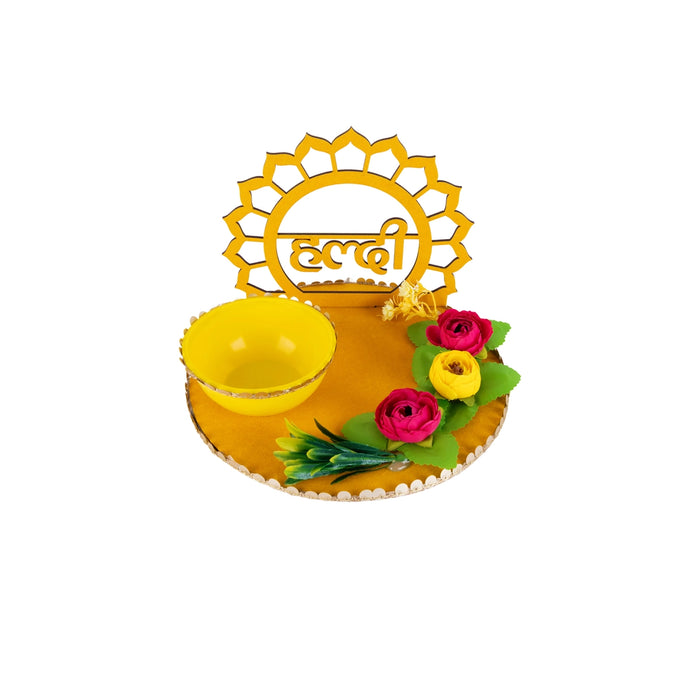 Haldi Platter - 7 x 9.5 Inches | Haldi Box/ Decorative Plate/ Wedding Platter for Haldi & Mehendi Ceremony