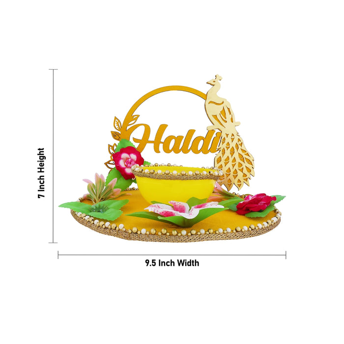Haldi Platter - 7 x 9.5 Inches | Haldi Box/ Decorative Plate/ Wedding Platter for Haldi & Mehendi Ceremony