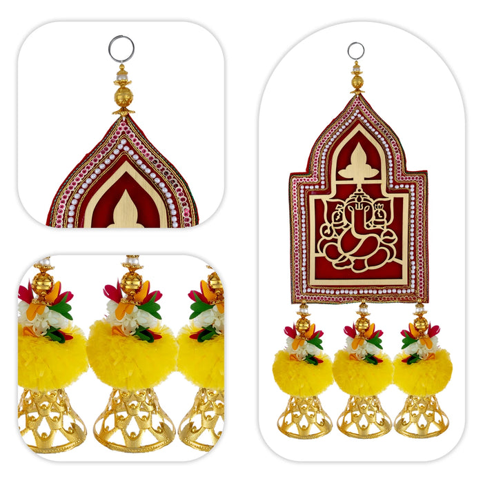 Ganesha Wall Hanging - 16 Inches | 2 Pcs / Sri Ganapathy Wall Hanger for Home & Pooja Space