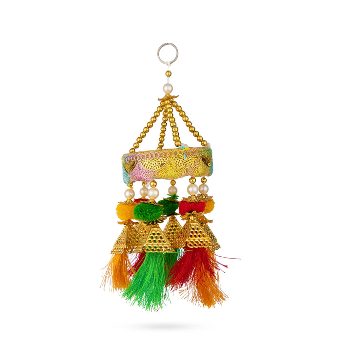 Jhumar Hanging Decor - 8.5 Inches | Beaded Jhoomar Wall Hanging / Decorative Accent for Home & Entrance