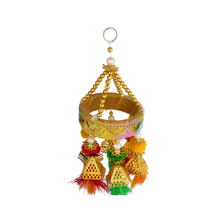 Jhumar Hanging Decor - 8.5 Inches | Beaded Jhoomar Wall Hanging / Decorative Accent for Home & Entrance