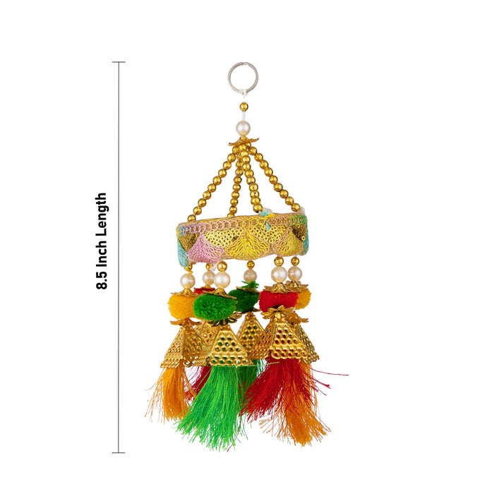 Jhumar Hanging Decor - 8.5 Inches | Beaded Jhoomar Wall Hanging / Decorative Accent for Home & Entrance