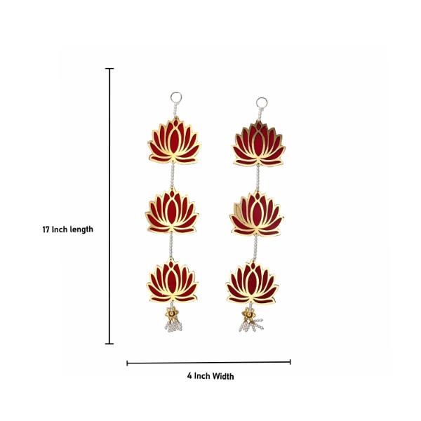 Lotus Wall Hanging Set - 17 Inches | 2 Pcs/ Toran/ Thoranam/ Lotus Door Hanger for Home Decor - Toran