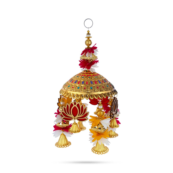 Decorative Jhumar - 11 Inches | Traditional Lotus Wall Hanging / Festive Jhoomar for Home Decoration