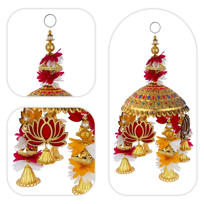 Decorative Jhumar - 11 Inches | Traditional Lotus Wall Hanging / Festive Jhoomar for Home Decoration