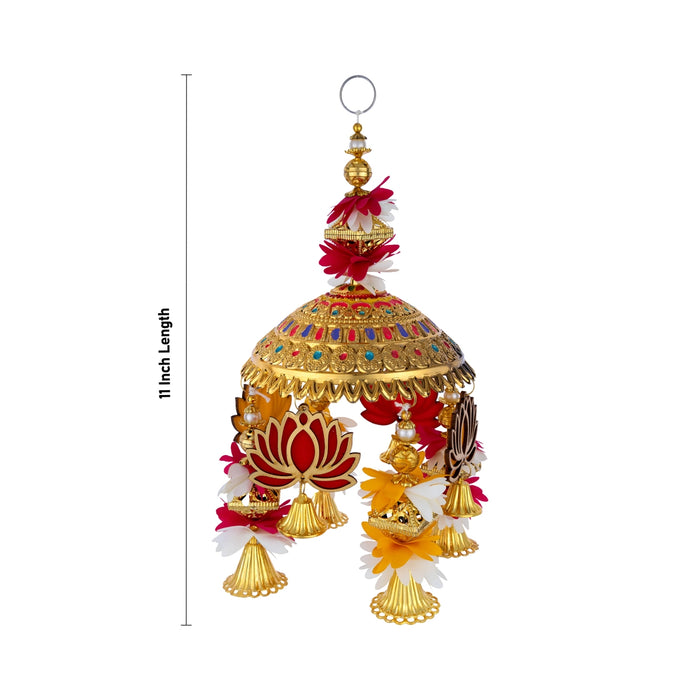Decorative Jhumar - 11 Inches | Traditional Lotus Wall Hanging / Festive Jhoomar for Home Decoration
