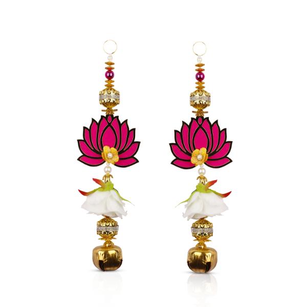 Lotus Wall Hanging Set - 12 Inches | 2 Pcs/ Toran/ Thoranam/ Lotus Door Hanger for Home Decor - Toran