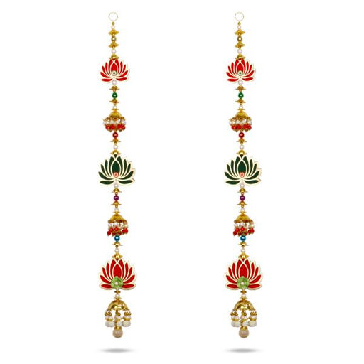 Toran Set - 27 Inches | 2 Pcs/ Lotus Design Side Thoranam/ Door Hanger for Home Decor - Toran