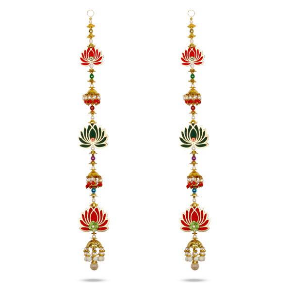 Toran Set - 27 Inches | 2 Pcs/ Lotus Design Side Thoranam/ Door Hanger for Home Decor - Toran