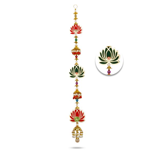 Toran Set - 27 Inches | 2 Pcs/ Lotus Design Side Thoranam/ Door Hanger for Home Decor - Toran