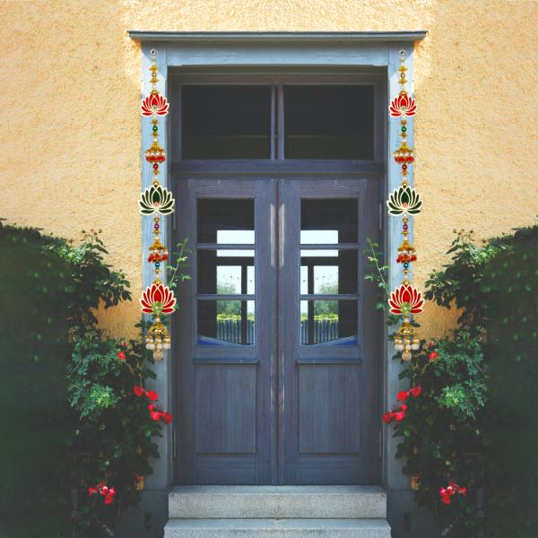 Toran Set - 27 Inches | 2 Pcs/ Lotus Design Side Thoranam/ Door Hanger for Home Decor - Toran