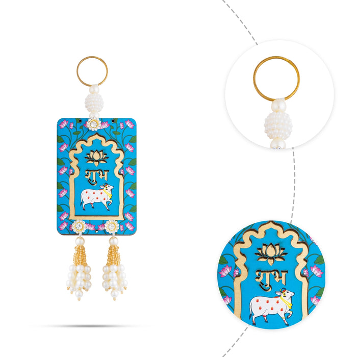 Decorative Hanging Pair - 6 X 2 Inches | Beads & Cow Design Wall Hanging/ Wall Hanger For Wall Decor - Wall Hanging