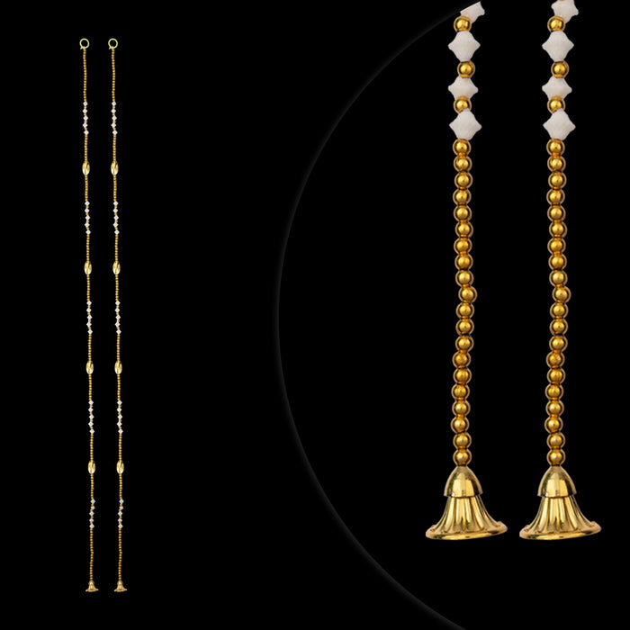 Fancy Ladi - 5 Inches | 2 Pcs / Bandanwar / Beads Design Thoranam / Artificial Toran for Door Decor