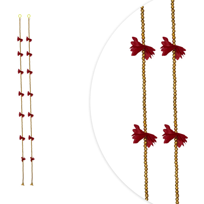 Side Toran - 5 Feet | 2 Pcs / Beads With Flower Design Thoran/ Artificial Toran for Wall Hanging