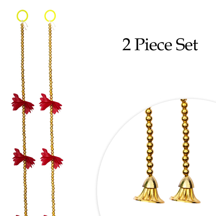 Side Toran - 5 Feet | 2 Pcs / Beads With Flower Design Thoran/ Artificial Toran for Wall Hanging