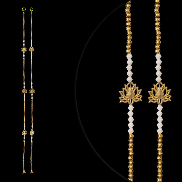 Lotus Design Toran - 5 Feet | 2 Pcs / Beads Design Bandanwar/ Thoranam/ Door Hanging Toran For Home Entrance