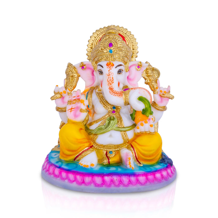 Ganesh Murti - 7.5 X 6.5 Inches | Marble Dust Murti/ Ganpati Murti/ Vinayaka Idol For Pooja Room - Fibre Murties