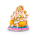 Ganesh Murti Sitting On Base - 7.5 X 6 Inches | Marble Dust Murti/ Ganpati Murti/ Vinayaka Idol For Home - Fibre Murties