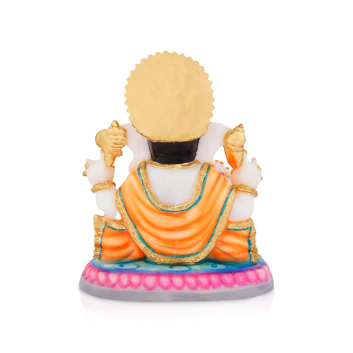 Ganesh Murti Sitting On Base - 7.5 X 6 Inches | Marble Dust Murti/ Ganpati Murti/ Vinayaka Idol For Home - Fibre Murties