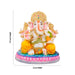 Ganesh Murti Sitting On Base - 7.5 X 6 Inches | Marble Dust Murti/ Ganpati Murti/ Vinayaka Idol For Home - Fibre Murties