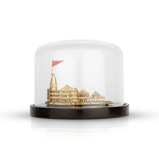 Ayodhya Ram Temple With Glass Dome - 3.5 x 4.25 Inches | Ayodhya Ka Ram Mandir Showpiece for Home Decor - Table Stand Accessories