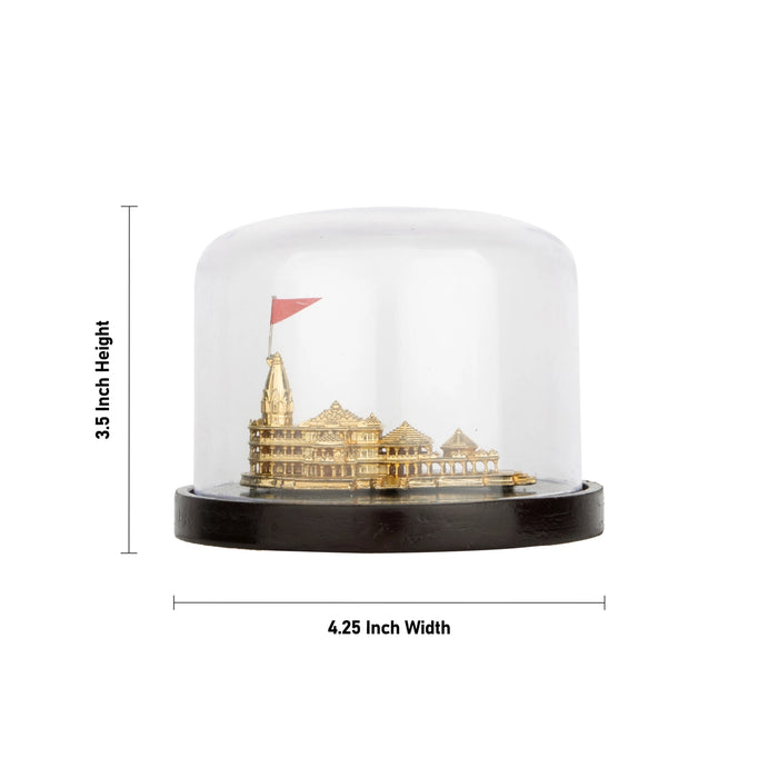 Ayodhya Ram Temple With Glass Dome - 3.5 x 4.25 Inches | Ayodhya Ka Ram Mandir Showpiece for Home Decor - Table Stand Accessories