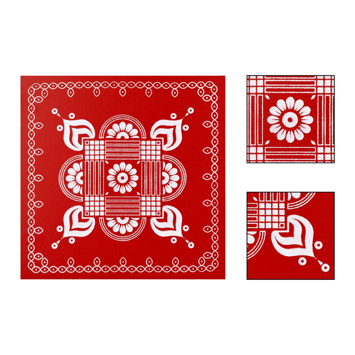 Pooja Chowki With Bush Leg - 1.5 x 6 x 6 Inches | Wooden Manai Palagai/ Saravana Bhava Kolam Design Bajot for Home - Pooja Aasan & Bajot & Pooja Mat