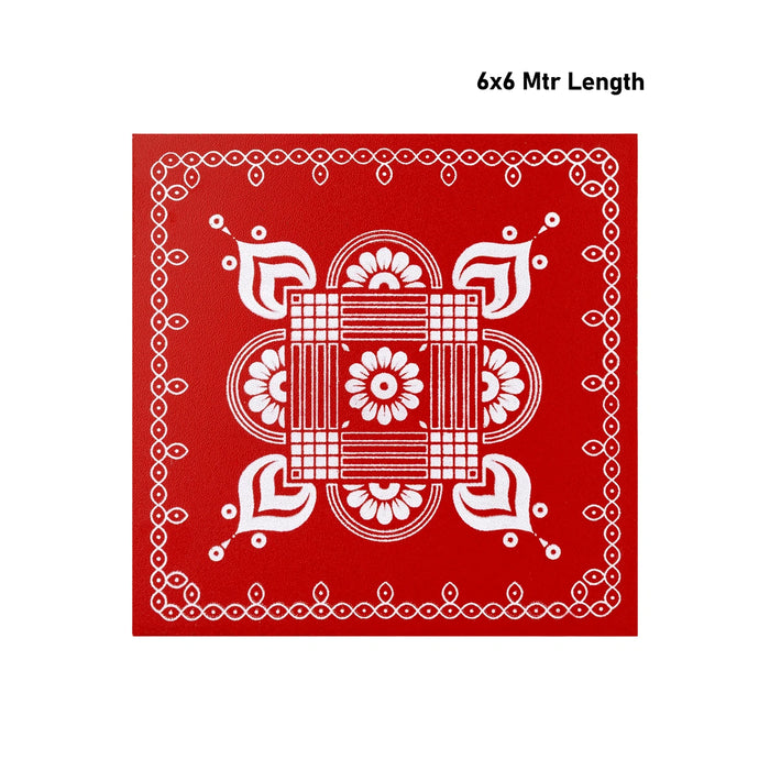 Pooja Chowki With Bush Leg - 1.5 x 6 x 6 Inches | Wooden Manai Palagai/ Saravana Bhava Kolam Design Bajot for Home - Pooja Aasan & Bajot & Pooja Mat