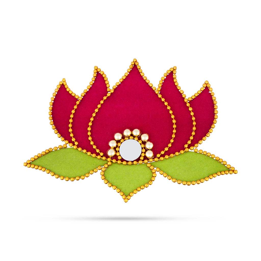 Rangoli Sticker - 3.5 x 2 Inches | Kolam Sticker/ Lotus With Mirror Design Muggu Sticker for Pooja