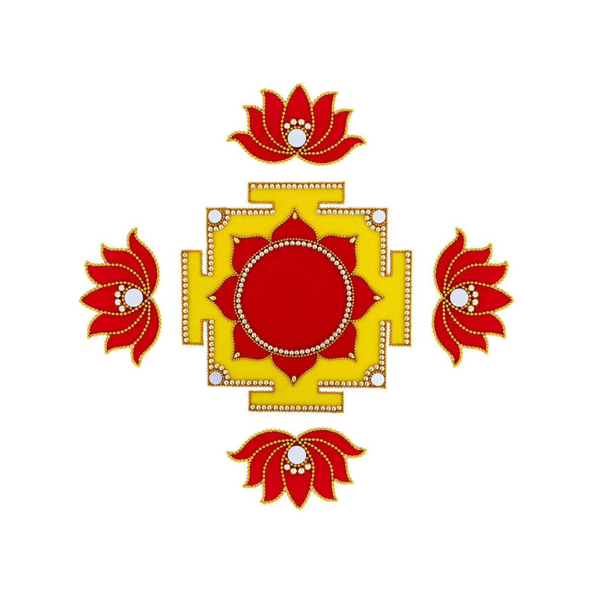 Devi Peedam Flower Velvet | Floor Deocr | Velvet Rangoli Design