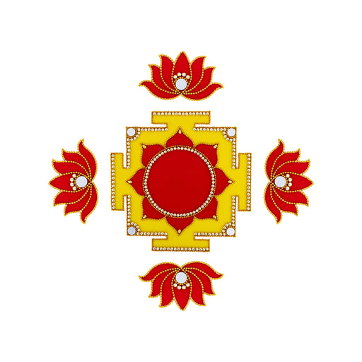 Velvet Rangoli Design - 8 X 8 Inches | Devi Peedam Design Rangoli Kolam Design/ Muggu Design For Pooja Room - Kolam & Rangoli