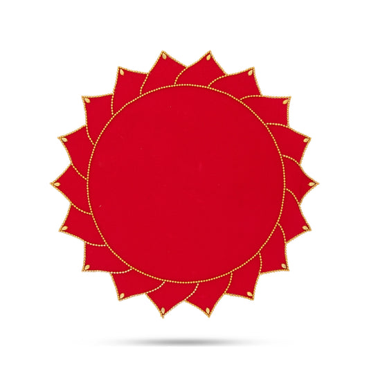 Rangoli Design - 11 Inches | Velvet Kolam Sticker/ Red Colour Muggu Sticker for Pooja Room Decor - Kolam & Rangoli