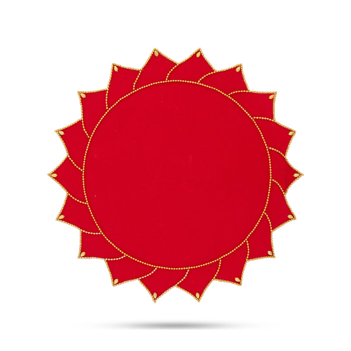 Rangoli Design - 11 Inches | Velvet Kolam Sticker/ Red Colour Muggu Sticker for Pooja Room Decor - Kolam & Rangoli