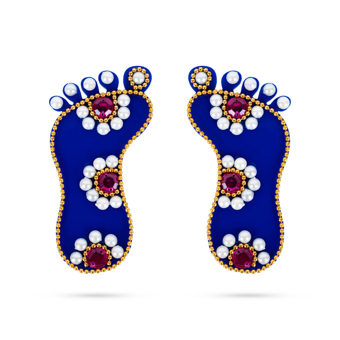 Krishna Padam Pair - 4 x 2 Inches | Lakshmi Charan Paduka/ Acrylic Krishnar Padam for Decoration - Pooja Box & Paduka