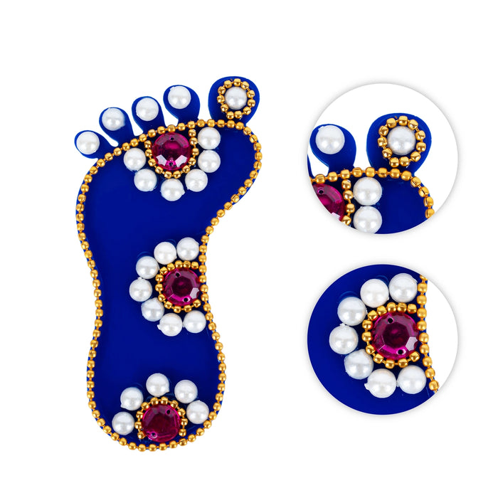 Krishna Padam Pair - 4 x 2 Inches | Lakshmi Charan Paduka/ Acrylic Krishnar Padam for Decoration - Pooja Box & Paduka