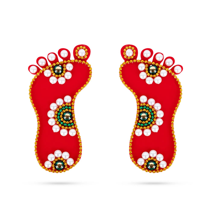 Krishna Padam Pair - 4 x 2 Inches | Lakshmi Charan Paduka/ Acrylic Krishnar Padam for Decoration - Pooja Box & Paduka